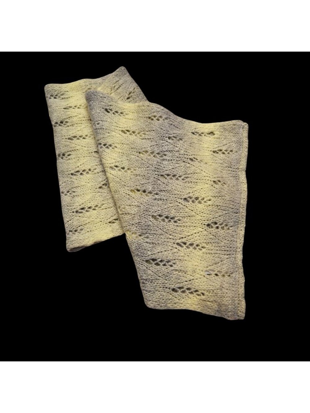 Knit Infinity Scarf Gray & Yellow Ombre Lightweight Acrylic/Polyester Womens Acc